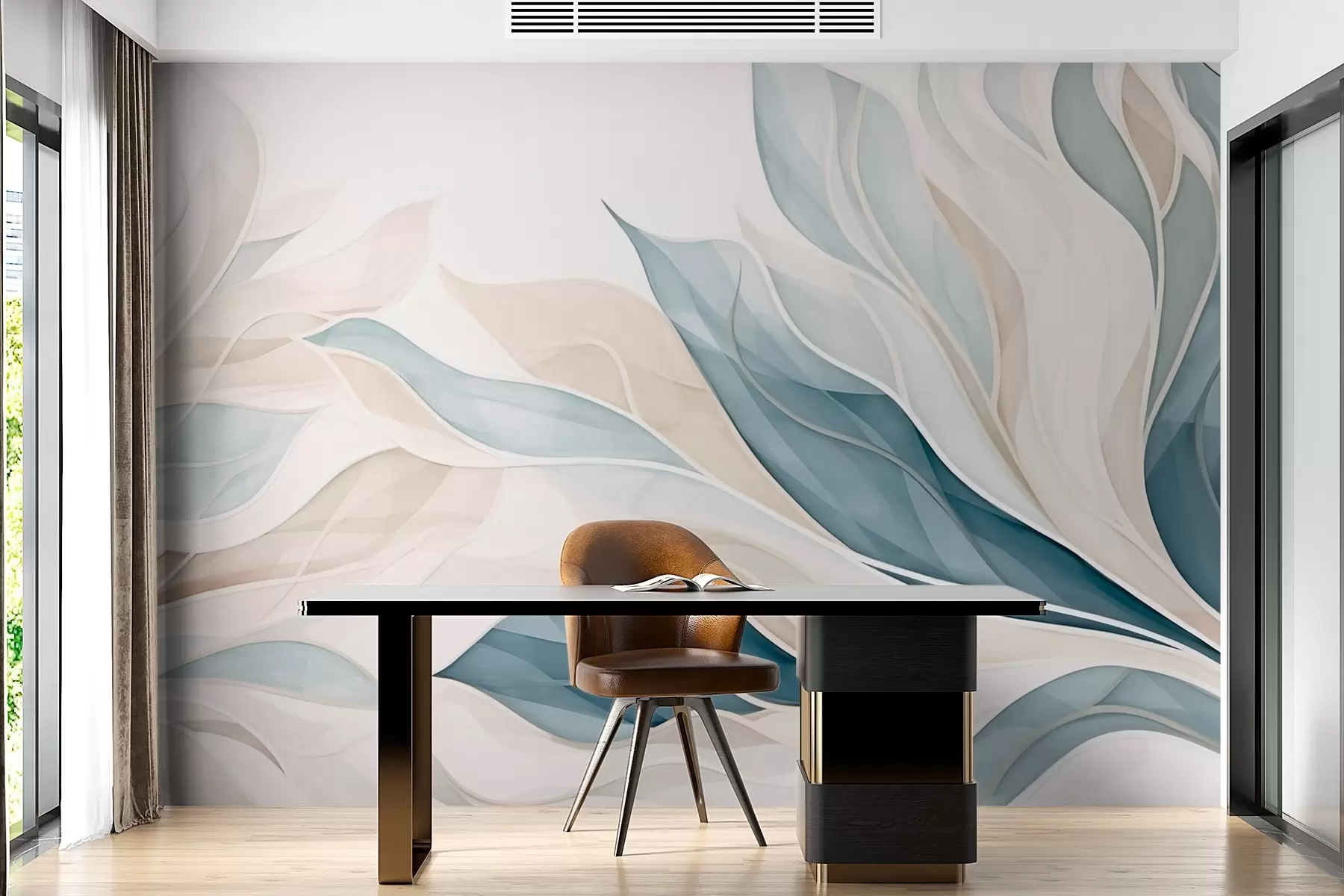 Fototapeedid Abstraktne digitaalne illustratsioon lehtedest w03140