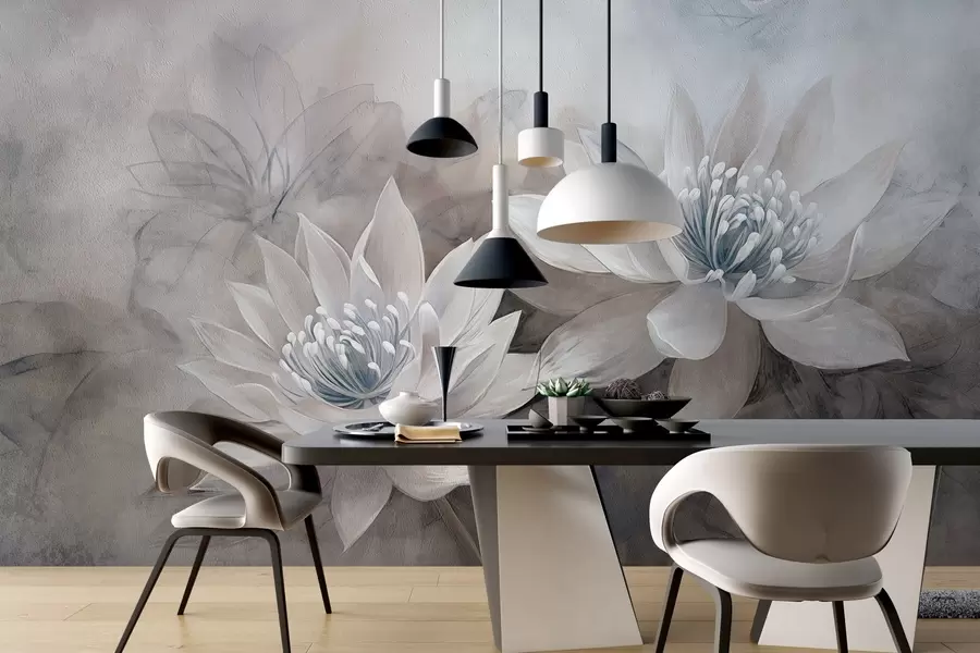 Fototapeedid Paar akvarellililli grunge seinal w03188v1