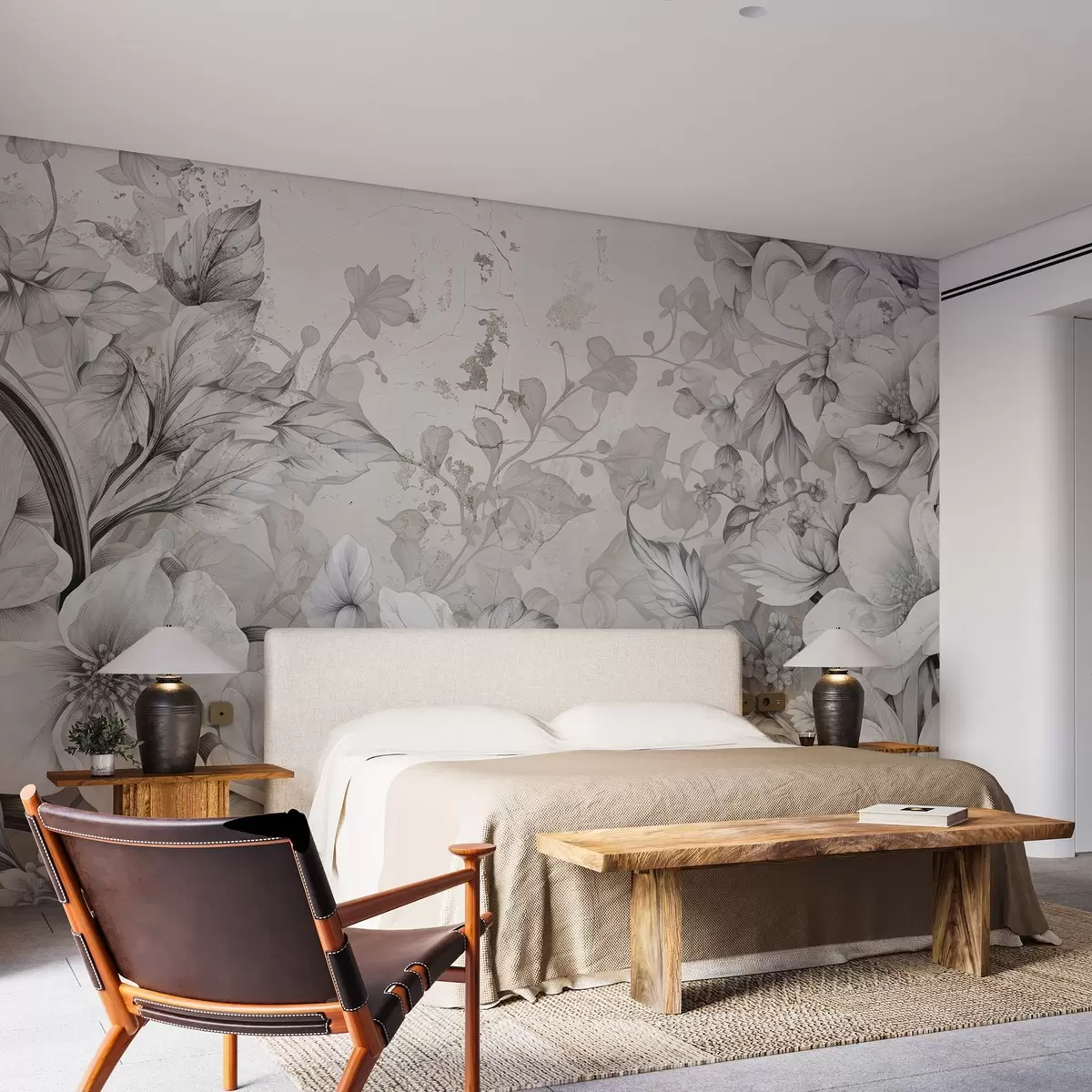 Fototapeedid Fantaasia maalitud lilled seinal w03191v1