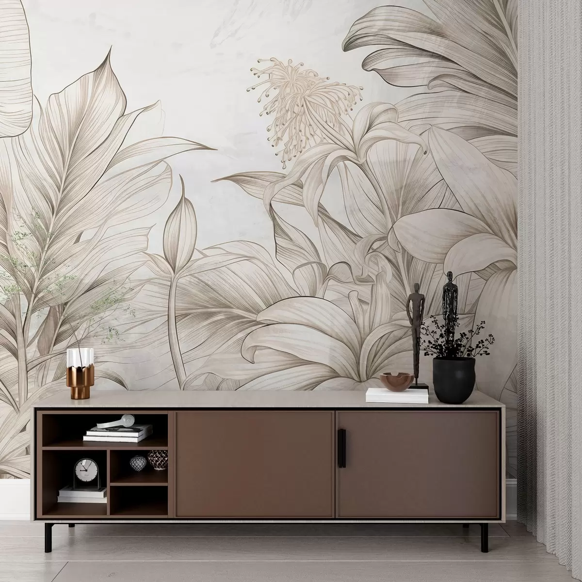 Fototapeedid Üksikasjalikud lehed grunge stiilis w03201