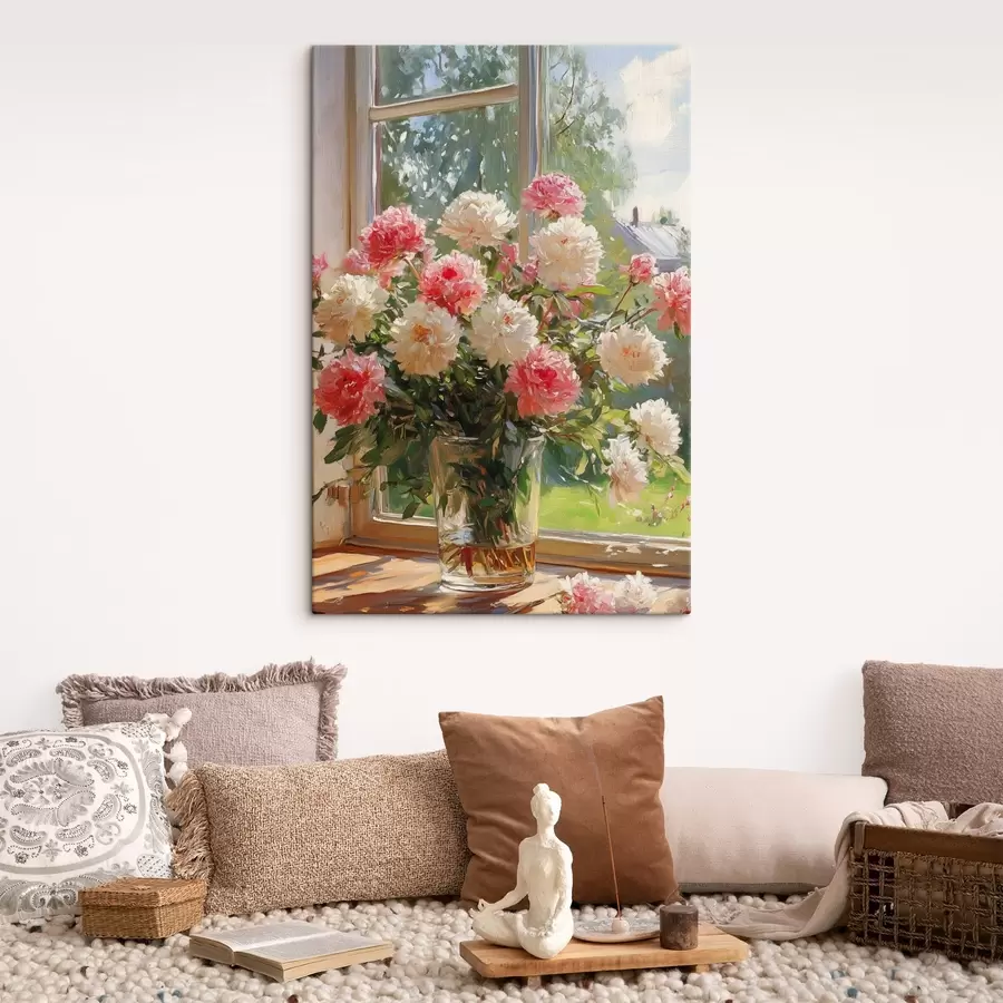 Fototapeedid Kimp aknal õlivärvi stiilis s42978