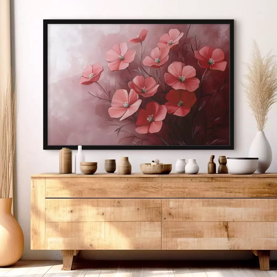 Fototapeedid Punased lilled punasel taustal f42970