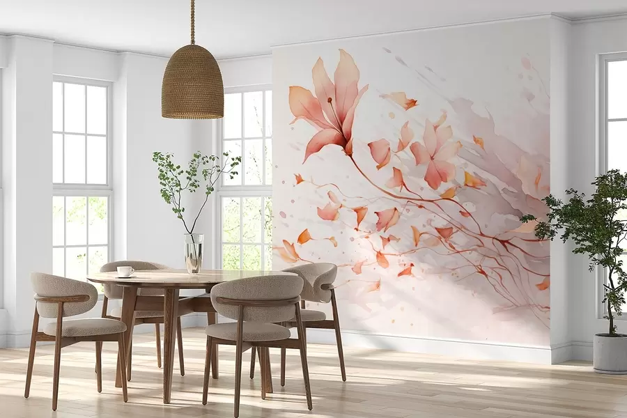 Fototapeedid Lill langevate kroonlehtedega akvarellstiilis lill soojades toonides w08821v1