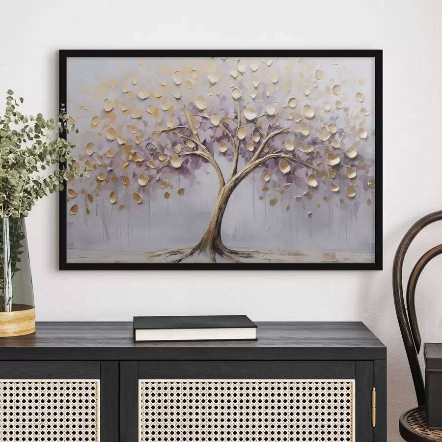 Fototapeedid Väikeste lehtedega puu. Maali imitatsioon f43037