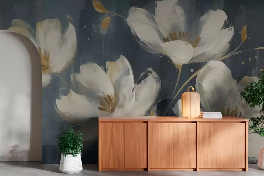 Fototapeedid Suured valged lilled w03228