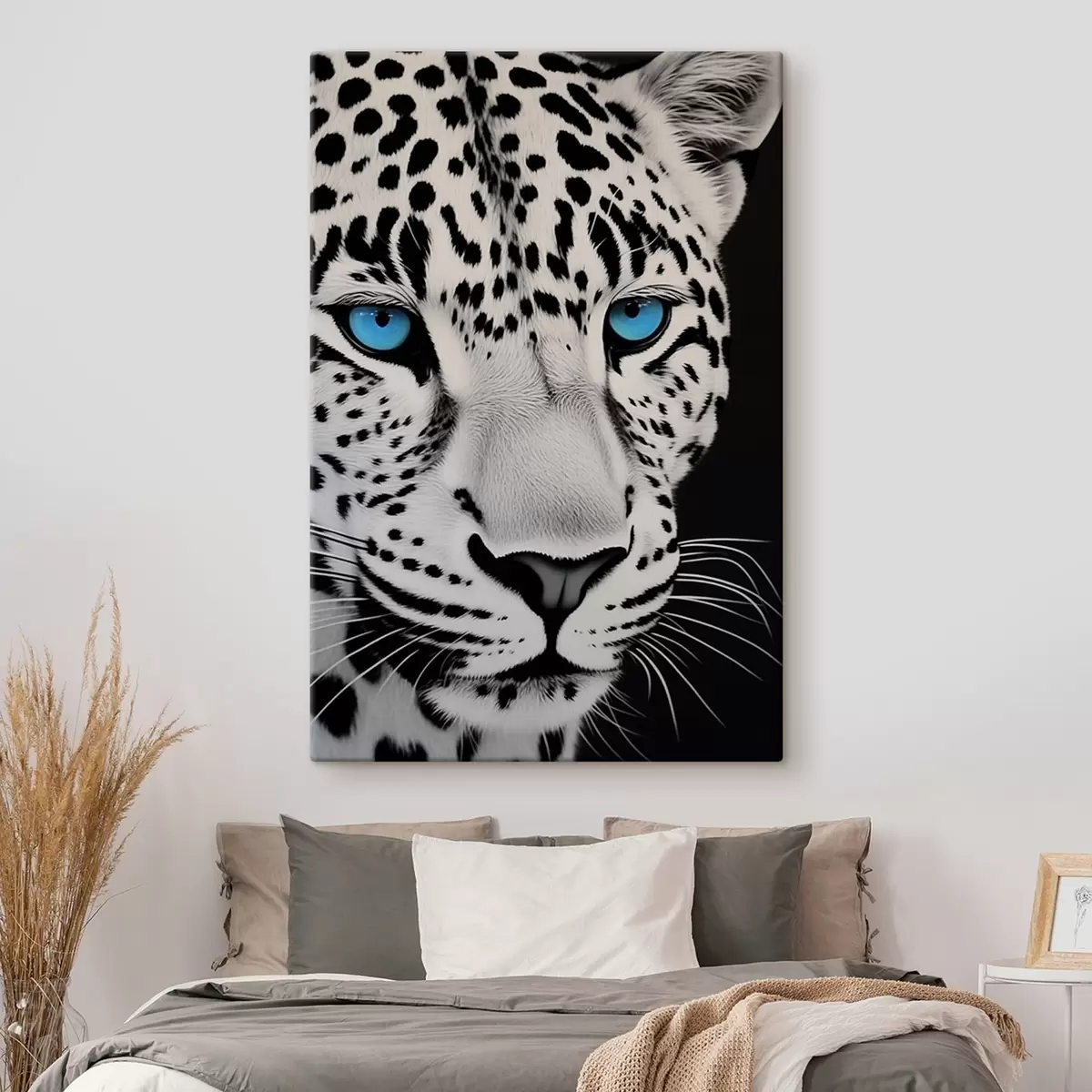 Pilt Siniste silmadega leopardi must-valge portree s43008
