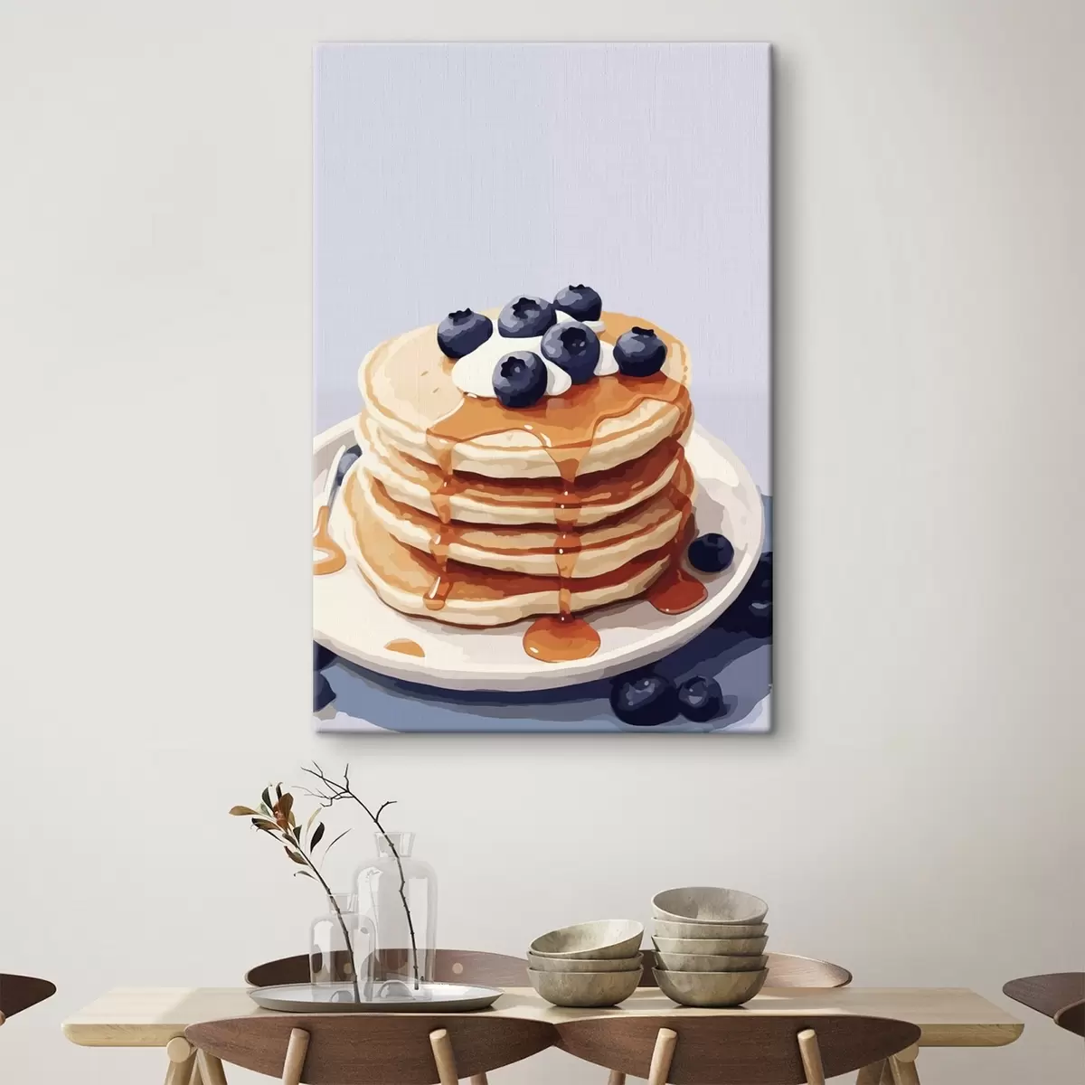 Pilt Pannkoogid siirupi ja mustikatega taldrikul s43009