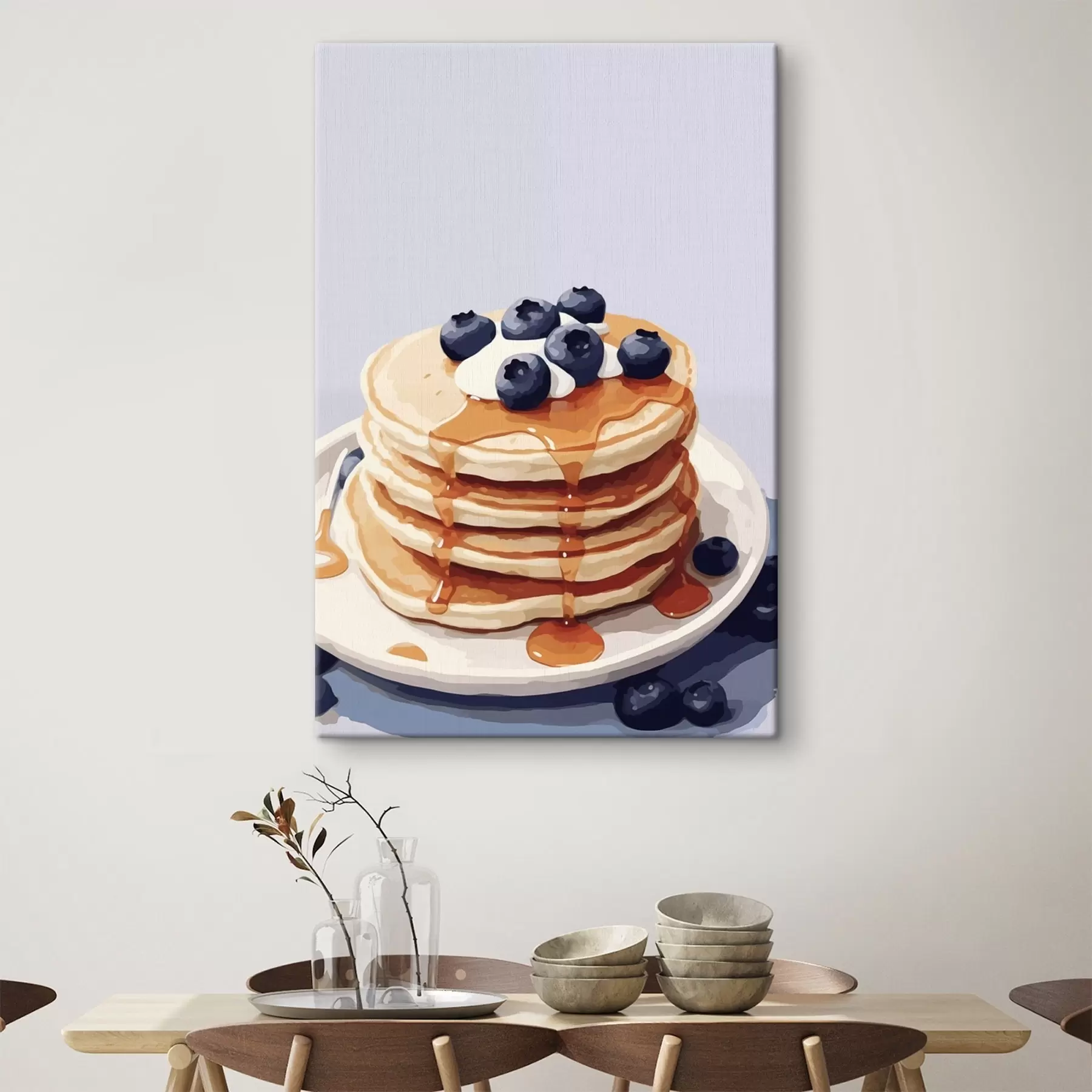 Pilt Pannkoogid siirupi ja mustikatega taldrikul s43009