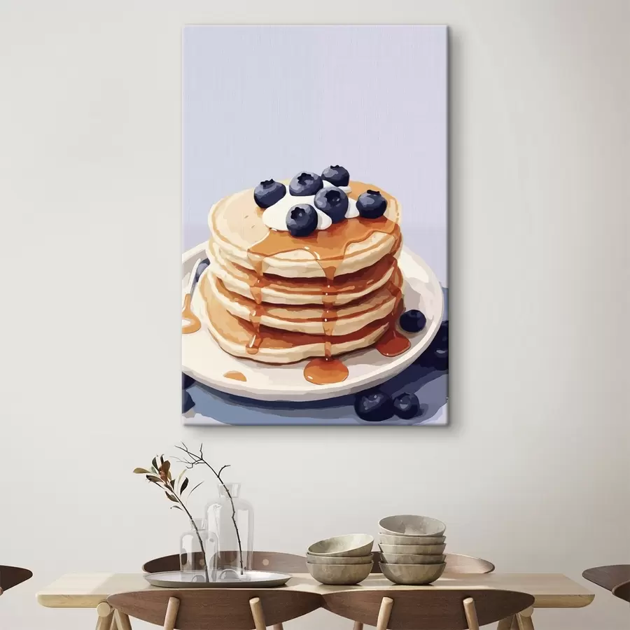 Pilt Pannkoogid siirupi ja mustikatega taldrikul s43009