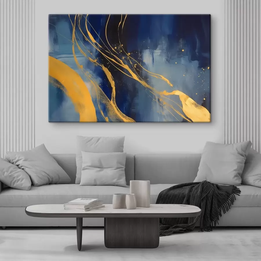 Pilt Abstraktsioon sinistes ja kollastes toonides s43014