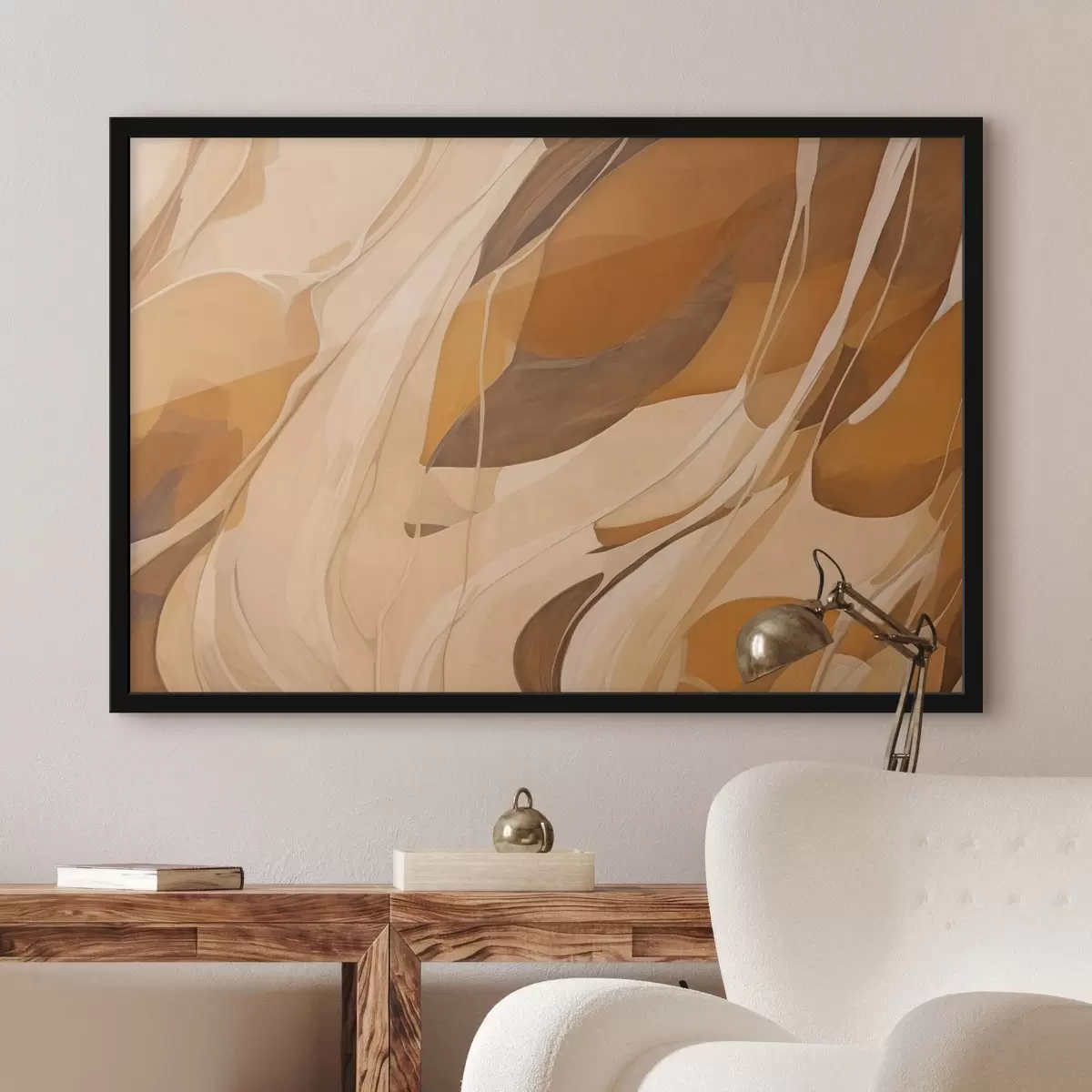 Plakat Abstraktsed siledad jooned pruunikas toonides f43006