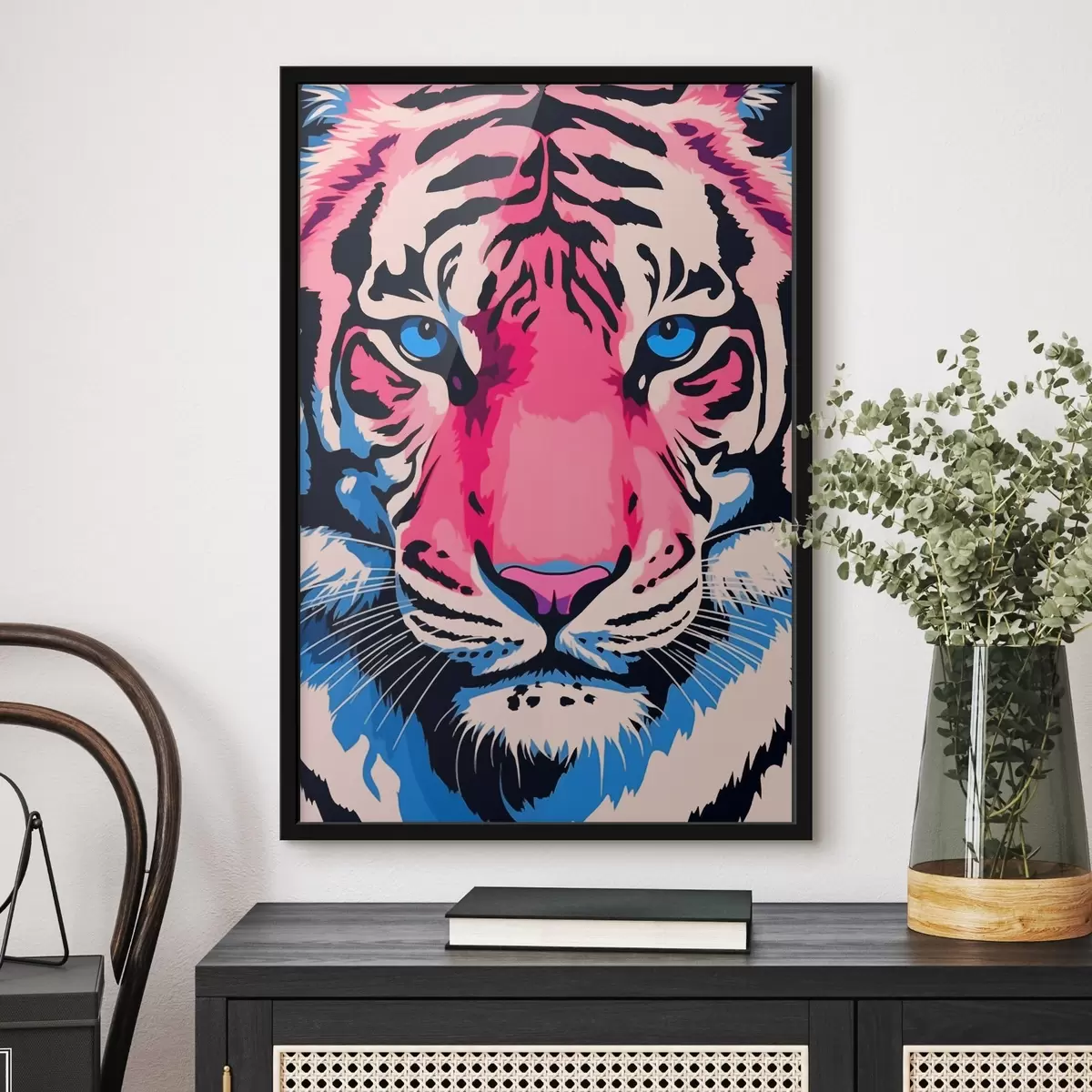 Plakat Stiliseeritud tiigri portree erksates värvides f43007