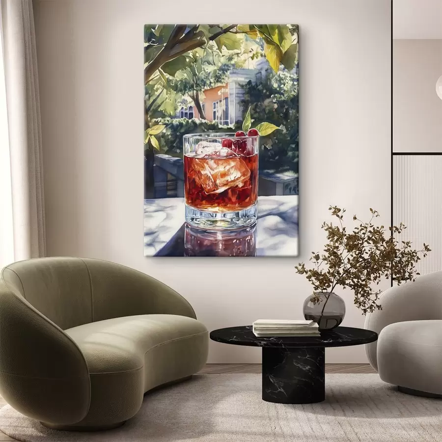 Pilt Kokteil marjadega, akvarellistiil, esteetiline linn, suvine loodus s43059