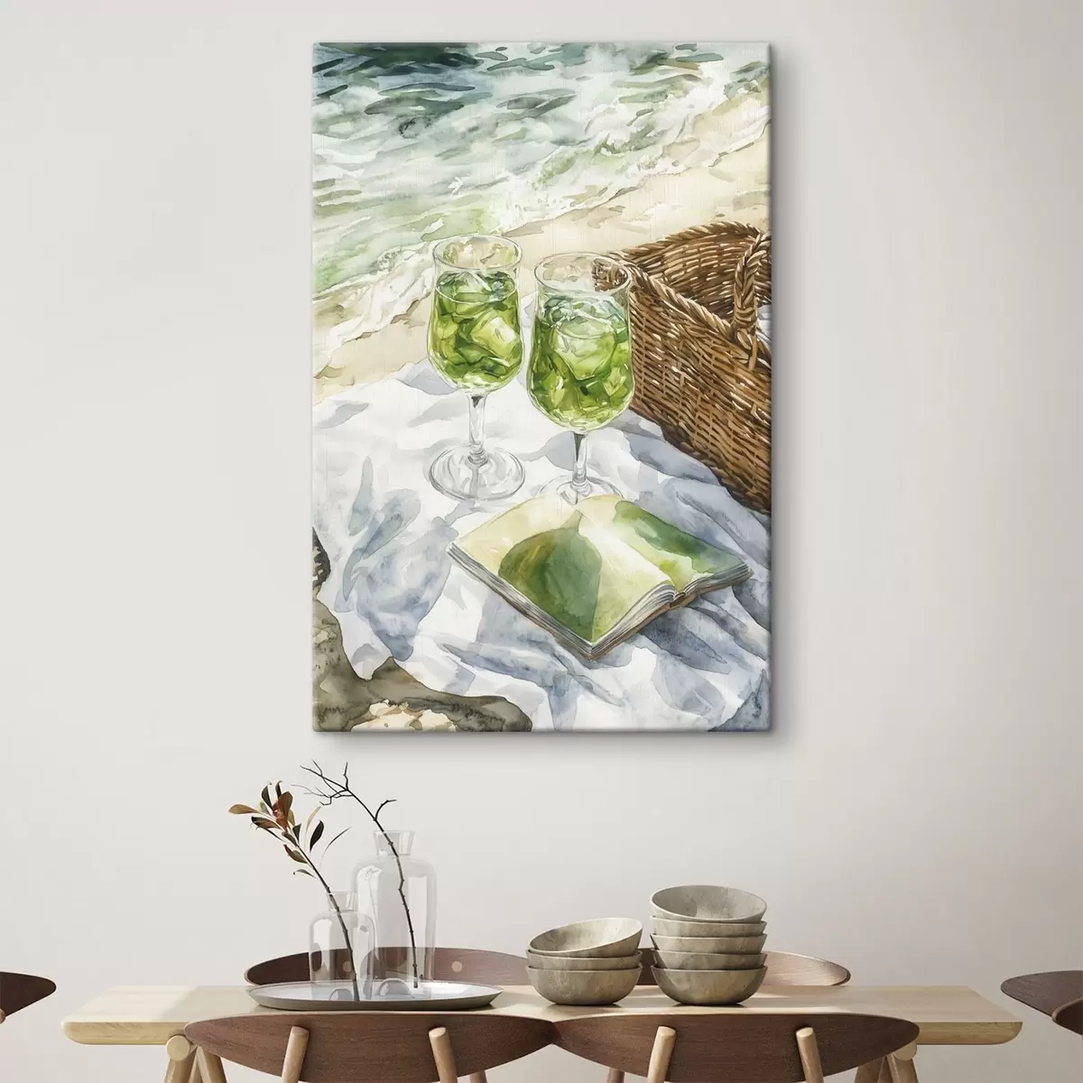 Pilt Kokteilid rannas, akvarellistiilis joonistus, ookean, suvi s43067