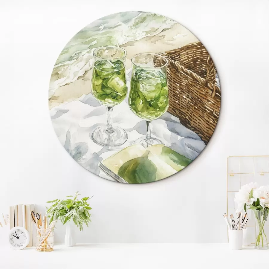 Pilt Kokteilid rannas, akvarellistiilis joonistus, ookean, suvi r43067