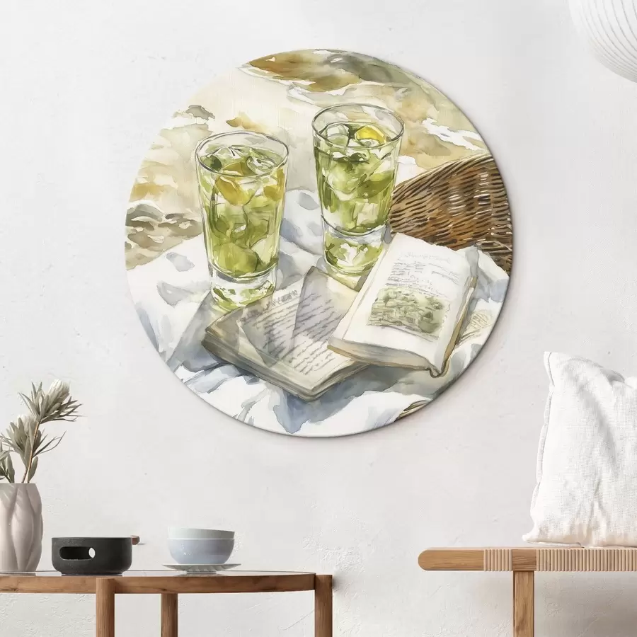 Pilt Piknik mere ääres, suvised kokteilid, luule, akvarellistiil r43068