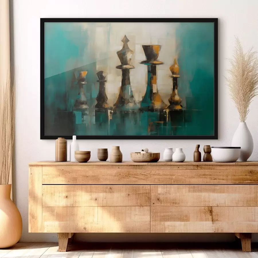 Fototapeedid Abstraktne maaliline kompositsioon maletükkidest varjundites  f43137