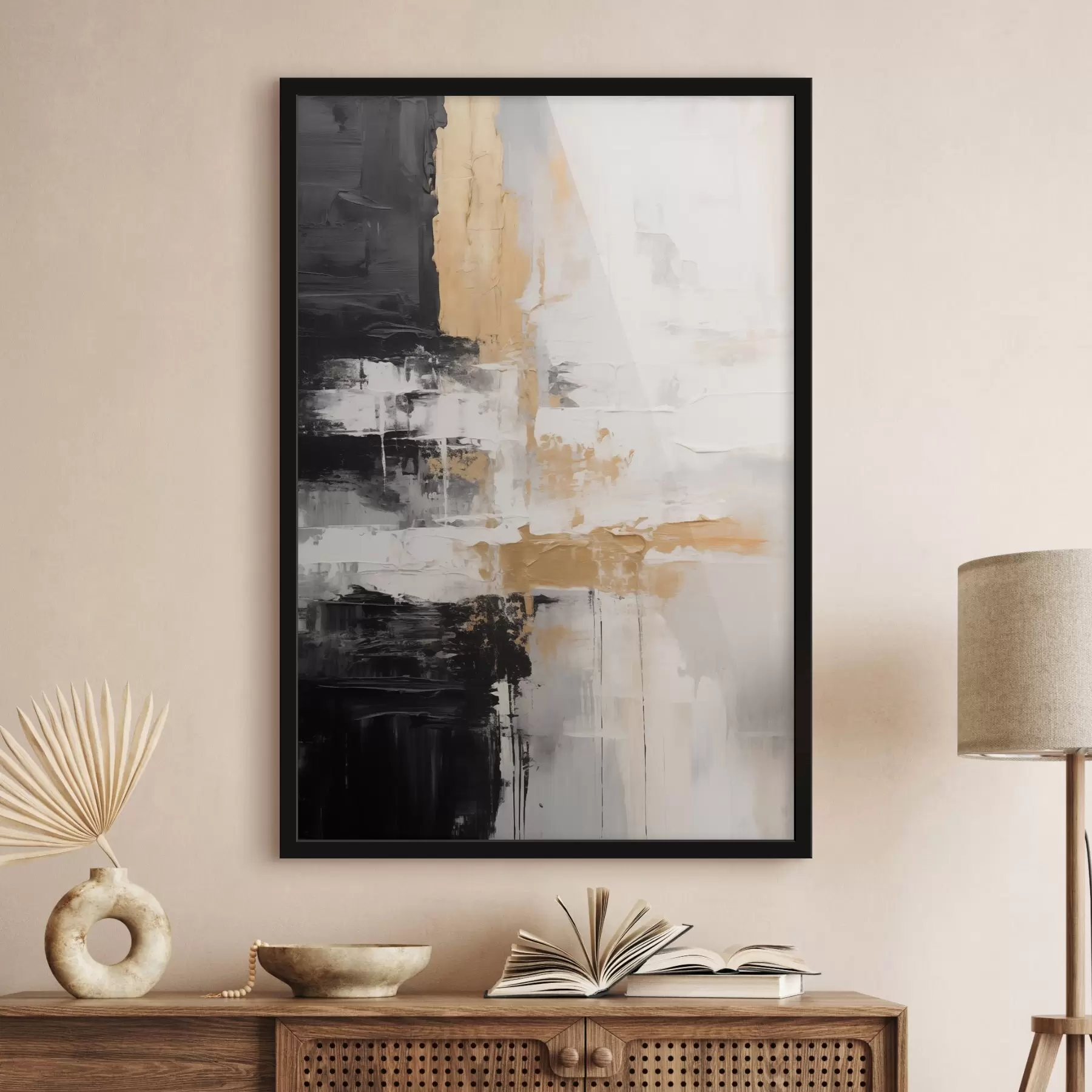 Fototapeedid Abstraktne kompositsioon mustas, valges f43138