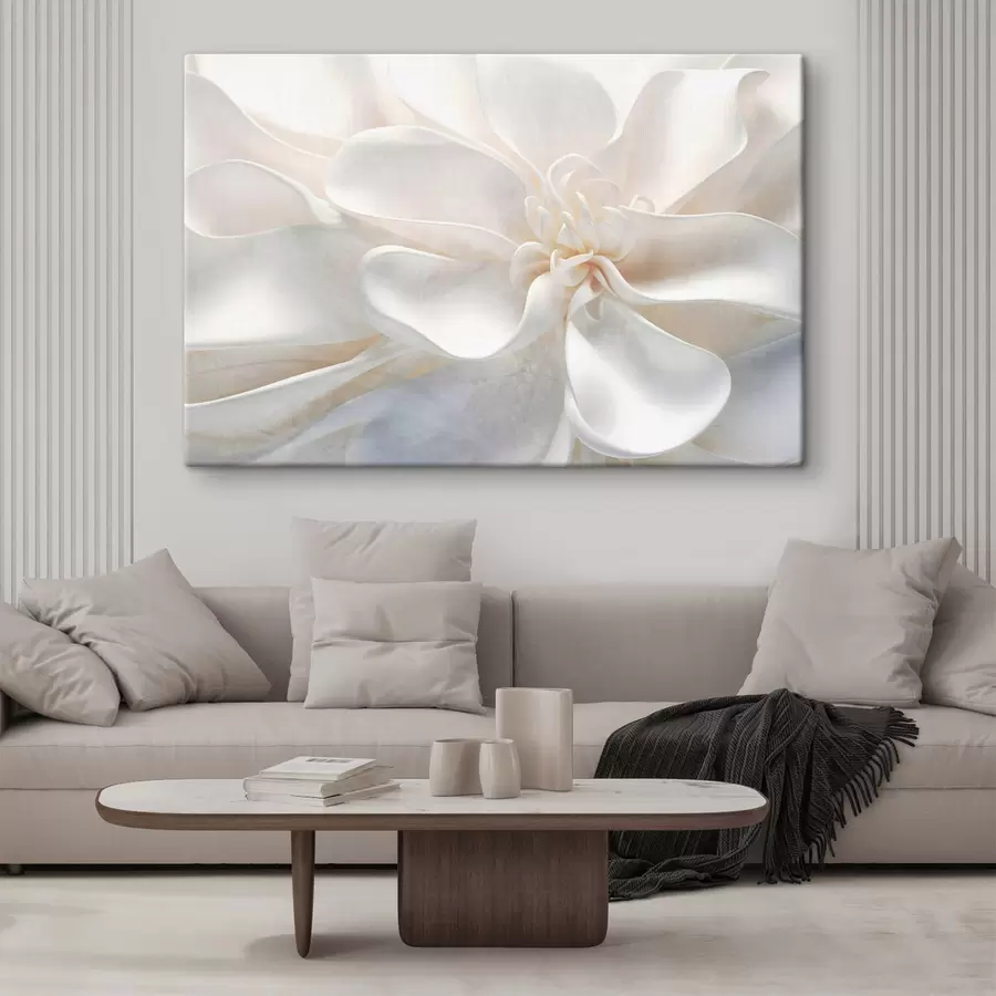 Pilt Lähivõtte mürarikkast valge abstraktsest lillest, mille õrnad kroonlehed on pastelsetes värvides s43161