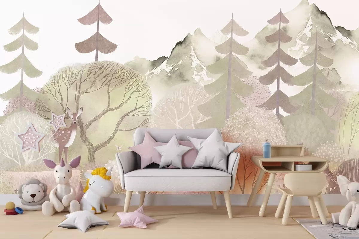 Fototapeedid Rahulik metsamaastik pastelsetes toonides w03257v1