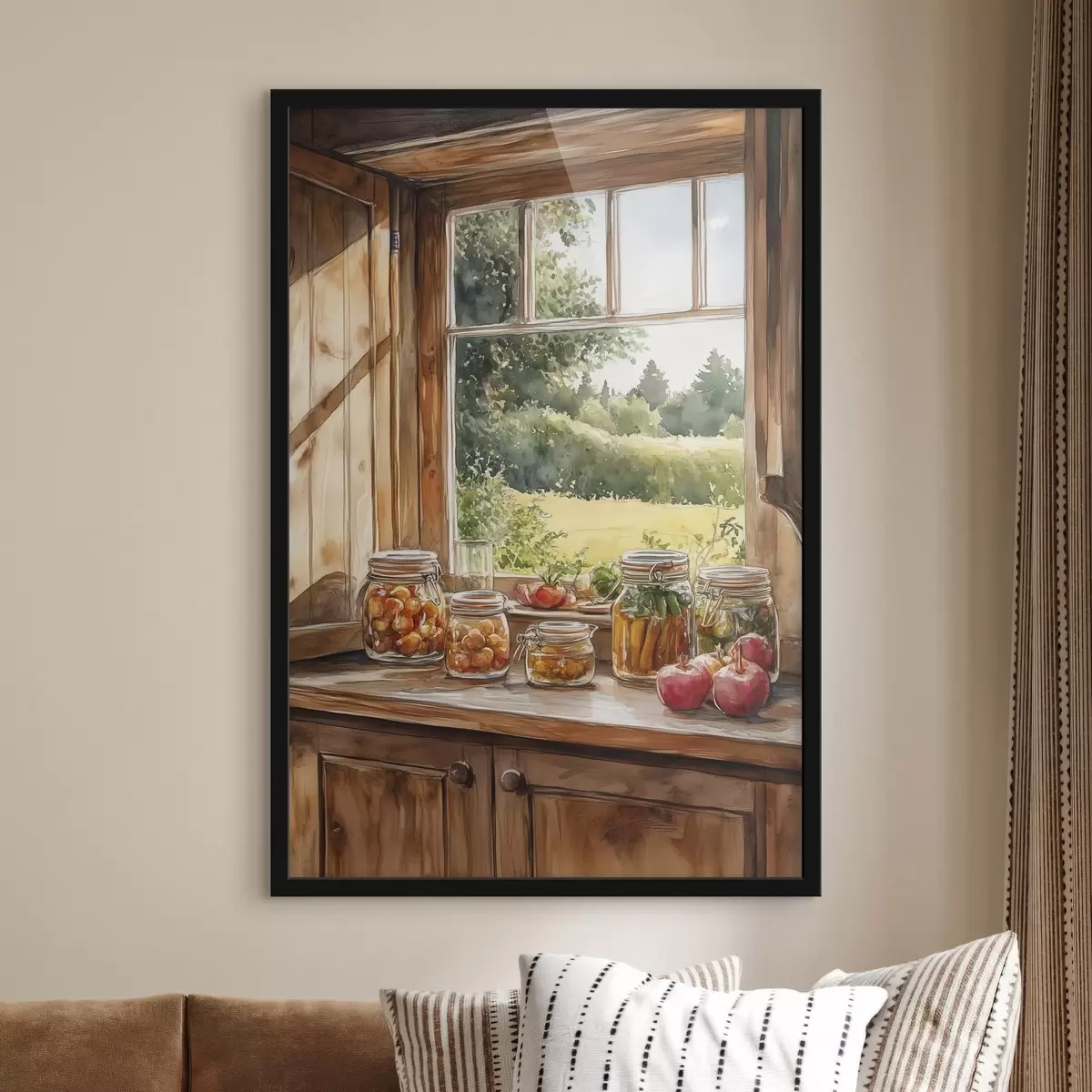 Plakat Külaesteetika, puitmaja, suvine loodus, köögiviljad, akvarellstiil f43185