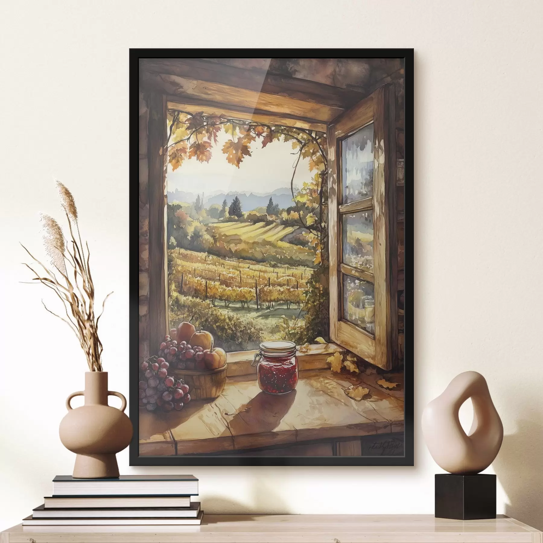 Fototapeedid Saak külas, maaliline, puuviljad, moos, loodusmaastikud, akvarellistiil f43186