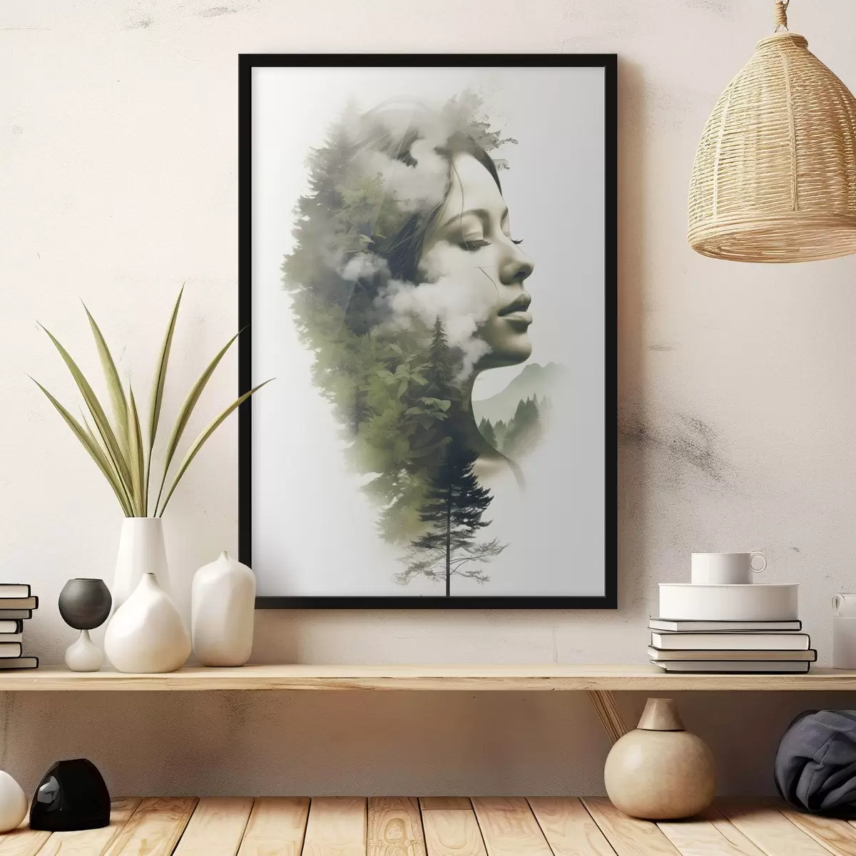 Plakat Inimesed, tüdruk, loodus, abstraktne vaade f43206