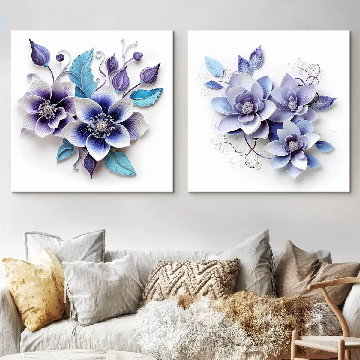 Pilt Abstraktsed sinised lilled m00426