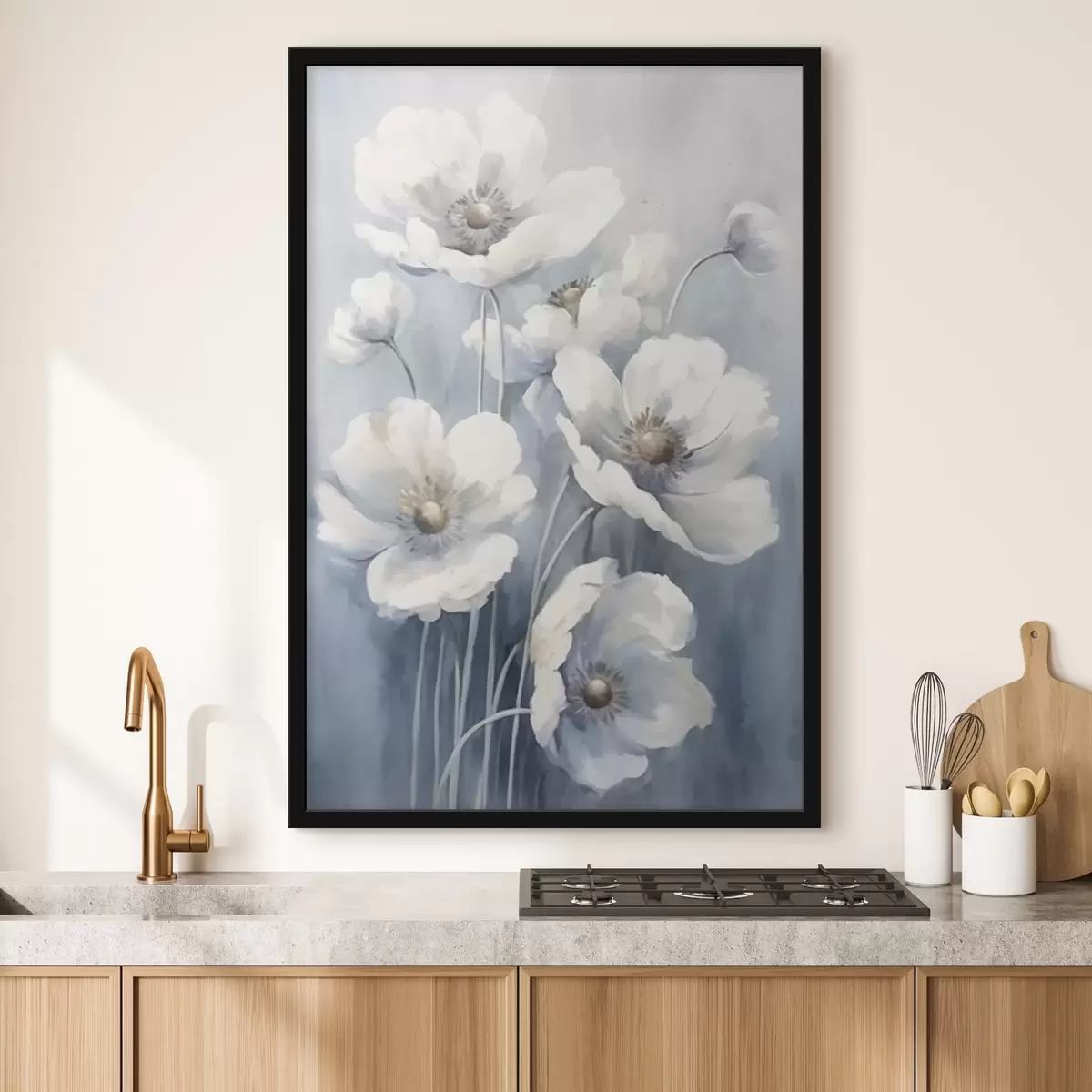 Plakat Valged vintage lilled f43046