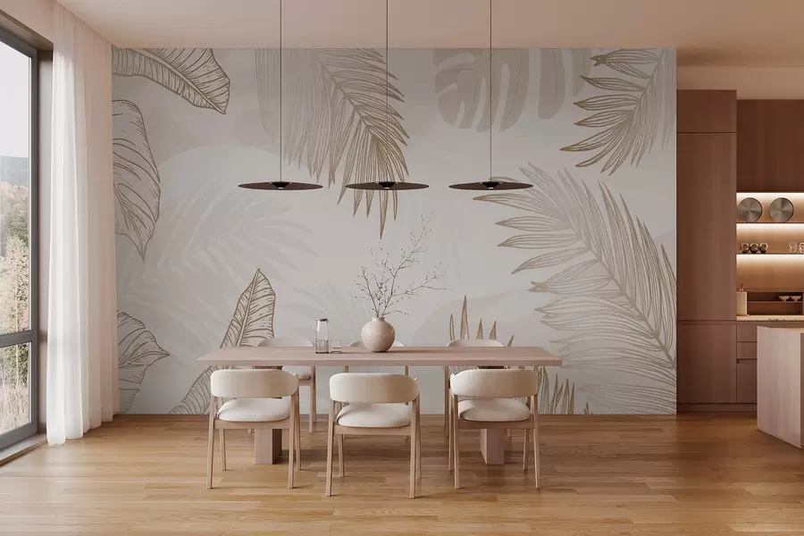 Fototapeedid Troopilised lehed graafilises stiilis w03260