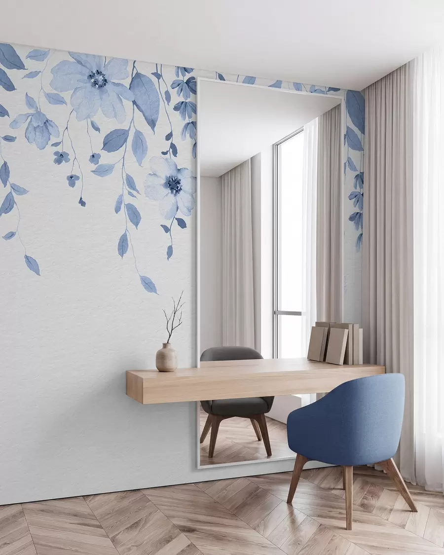 Fototapeedid Rippuvad akvarelllilled ja -lehed w03315v3