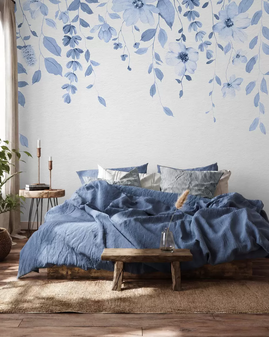 Fototapeedid Rippuvad akvarelllilled ja -lehed w03315v3