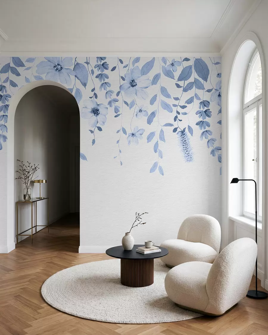 Fototapeedid Rippuvad akvarelllilled ja -lehed w03315v3