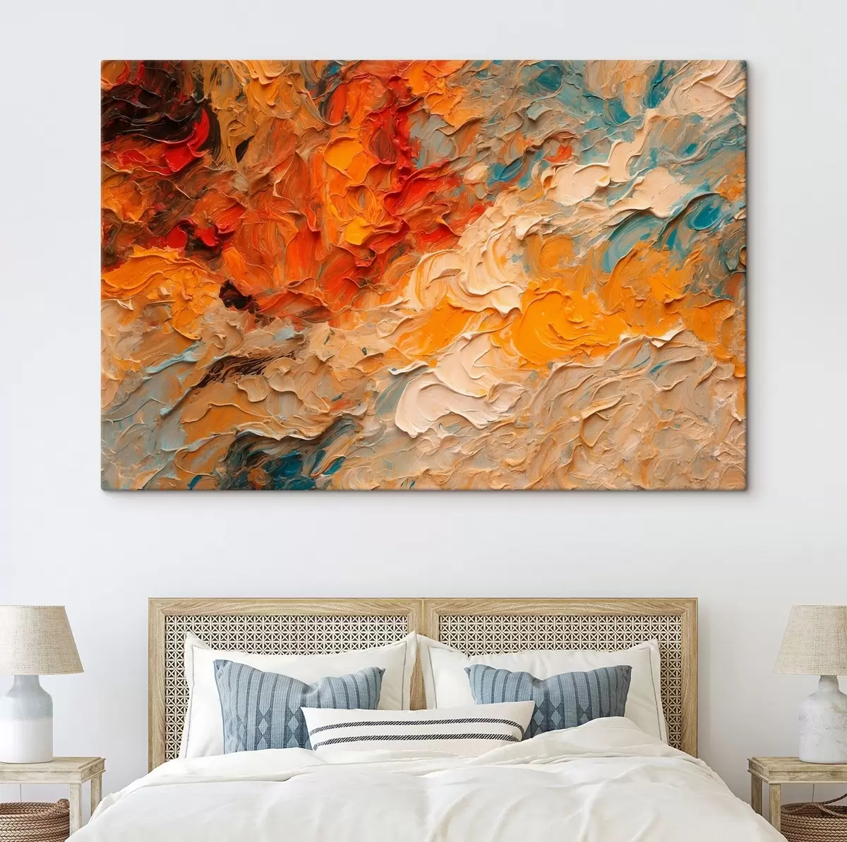 Pilt Punase ja valge abstraktses stiilis õlimaal s43092