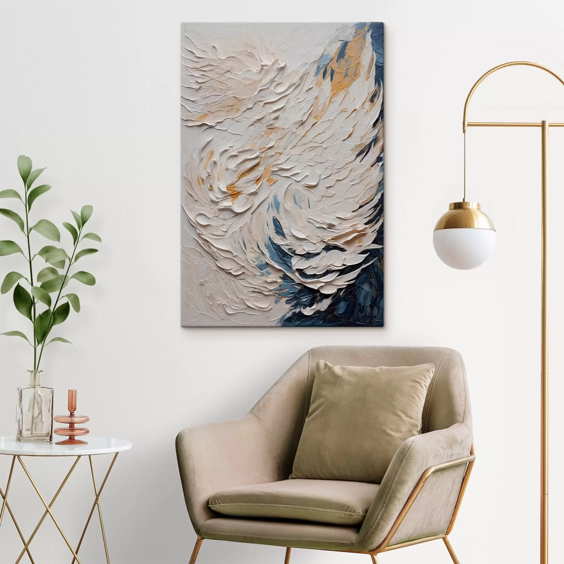 Fototapeedid Abstraktne valge tiib õlimaali stiilis s43097