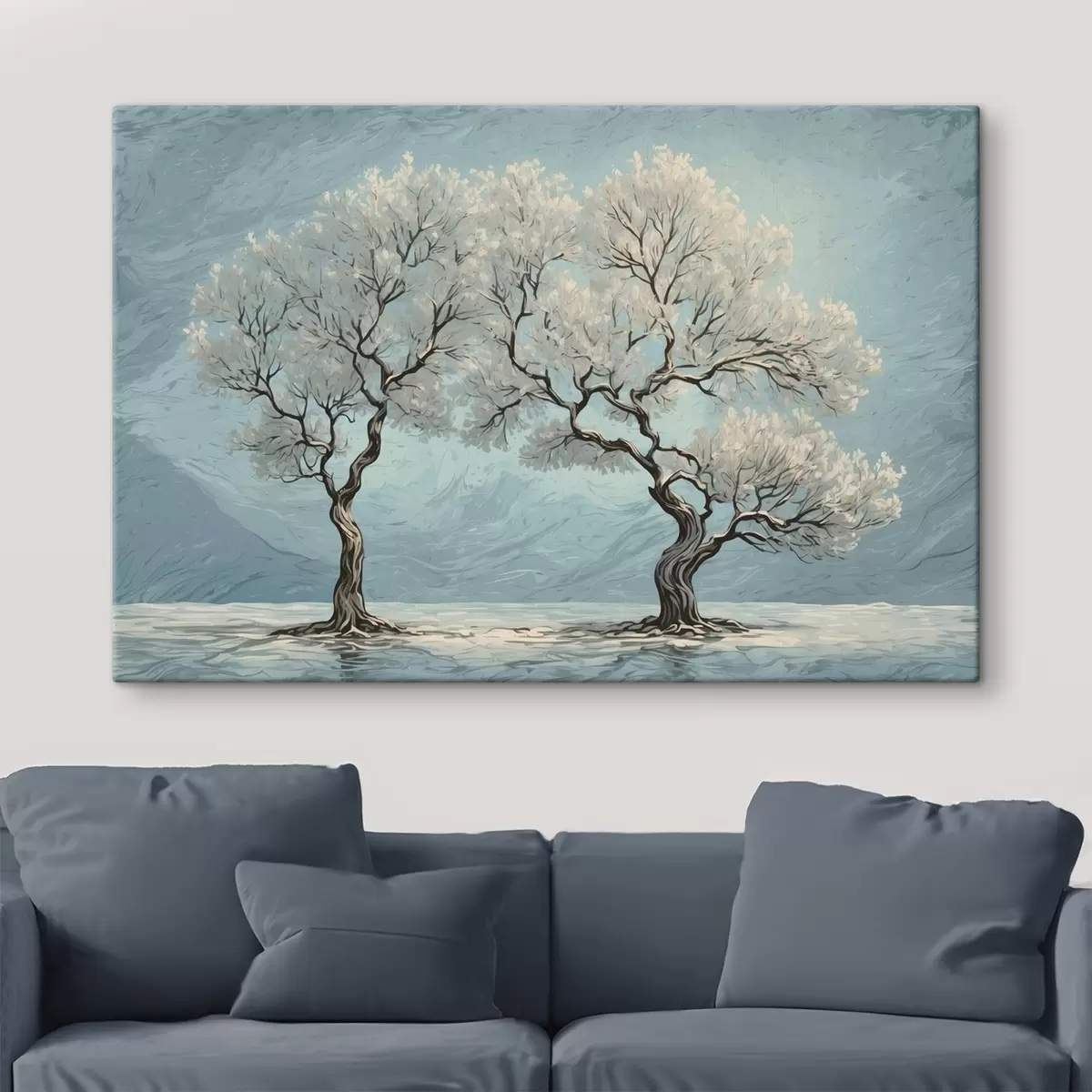 Pilt Valged puud akrüülmaali stiilis s43112