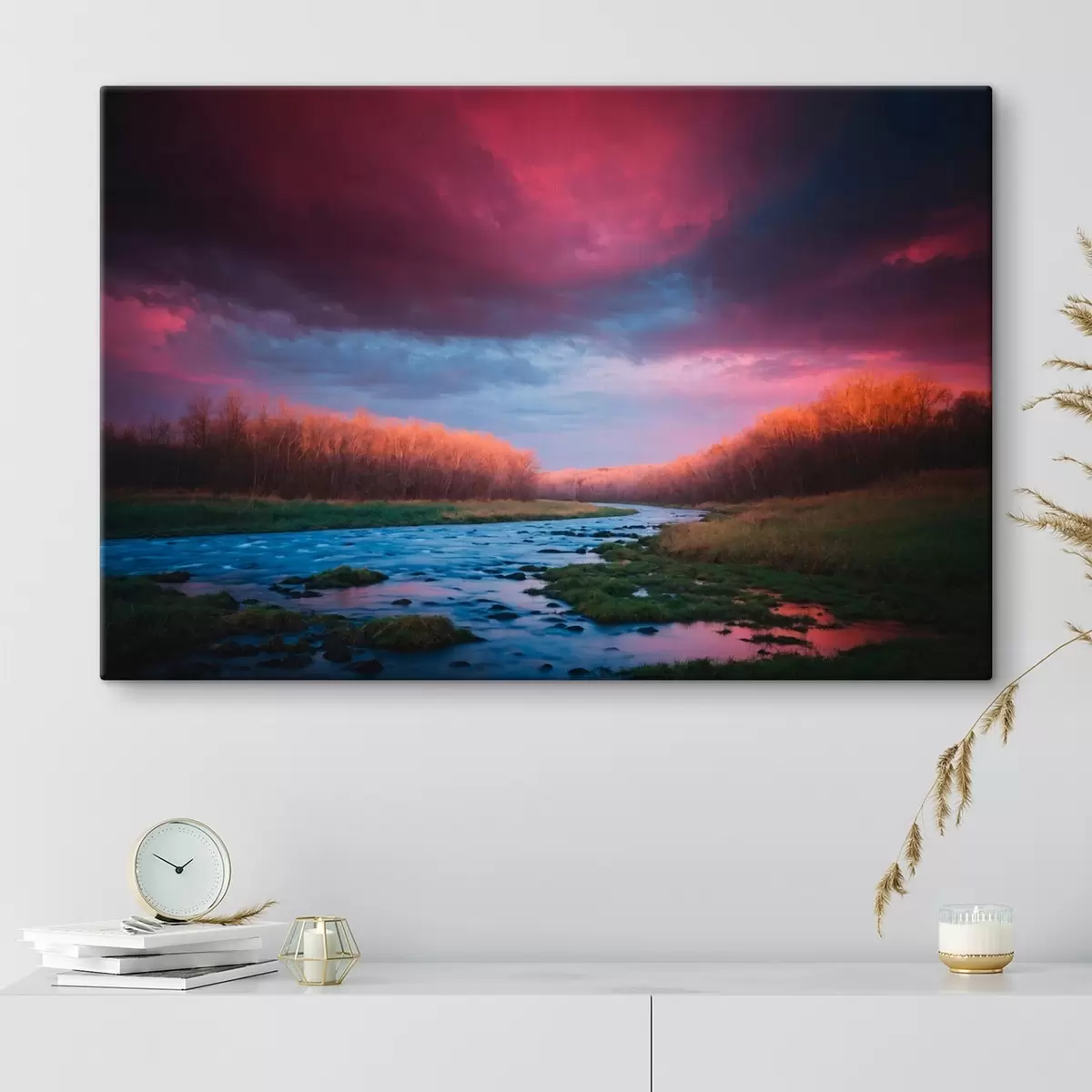 Pilt Oja põllul lilla taeva taustal s43120