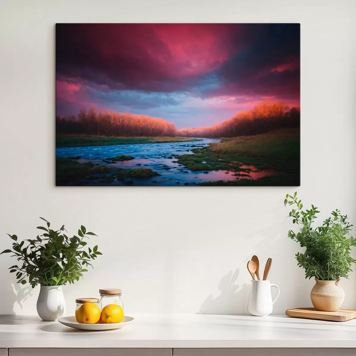 Pilt Oja põllul lilla taeva taustal s43120