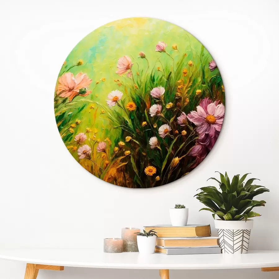 Pilt Lillepõld abstraktsel rohelisel taustal r43101