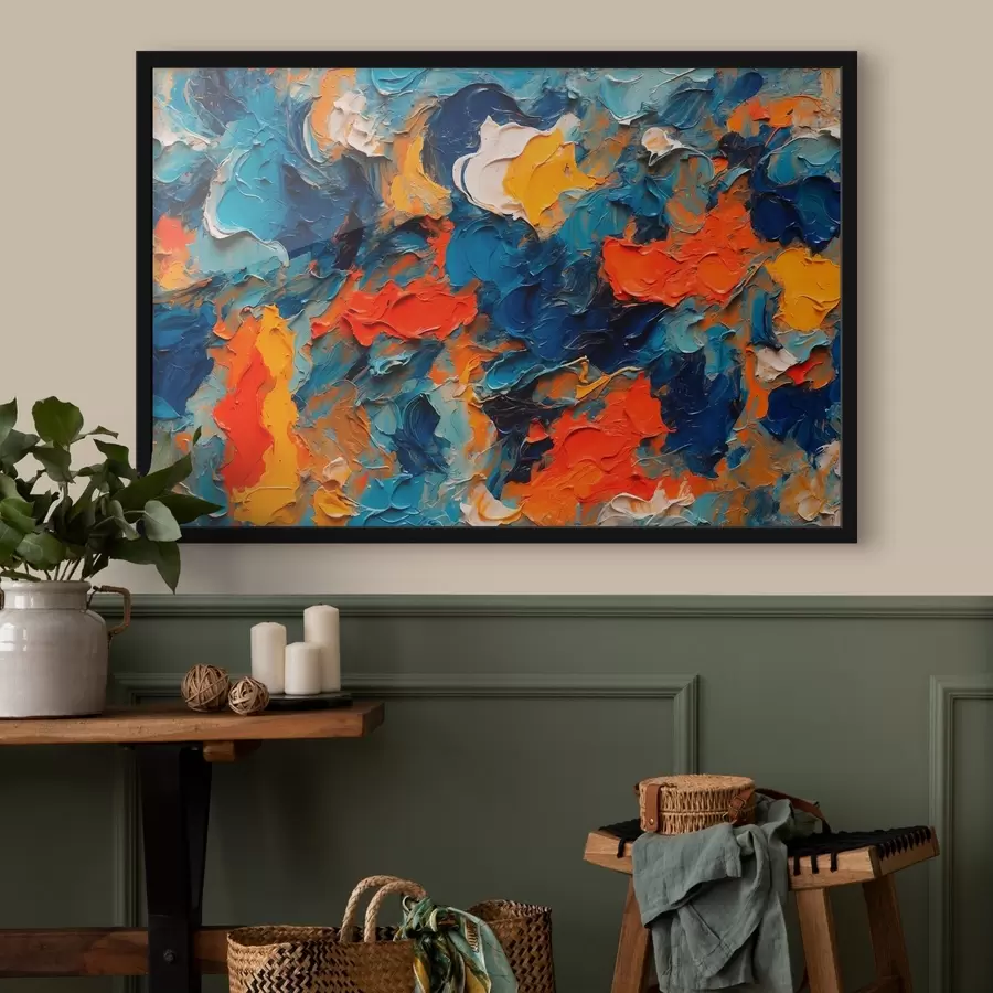 Fototapeedid Abstraktne maal õlimaal stiilis valge, sinise ja punase värviga f43093