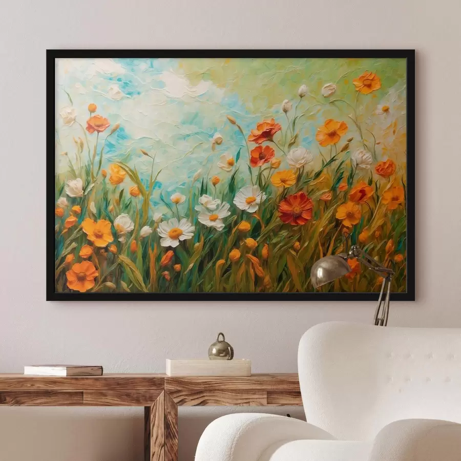 Fototapeedid Lillepõld abstraktsel sinise taeva taustal f43100