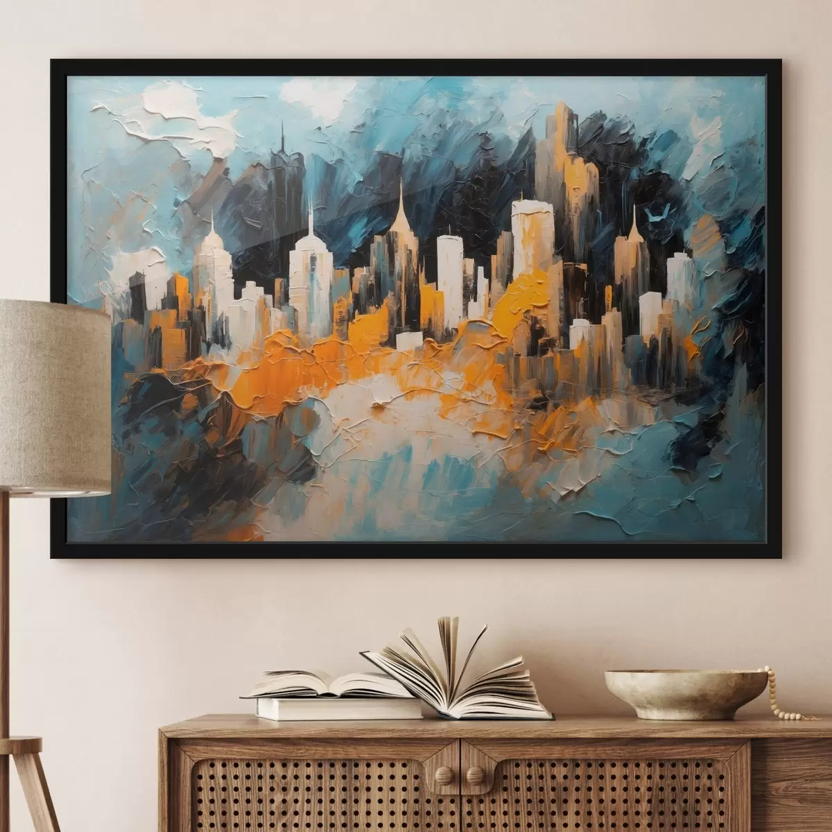 Plakat Abstraktne linn õlimaalide stiilis f43109