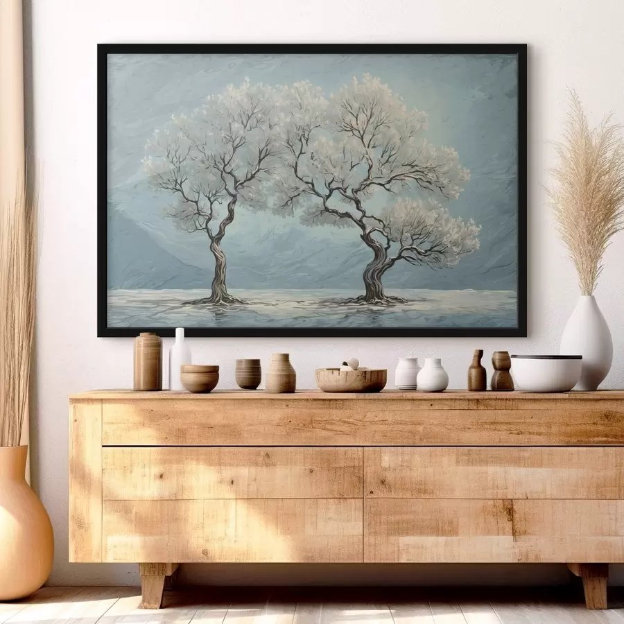 Fototapeedid Valged puud akrüülmaali stiilis f43112