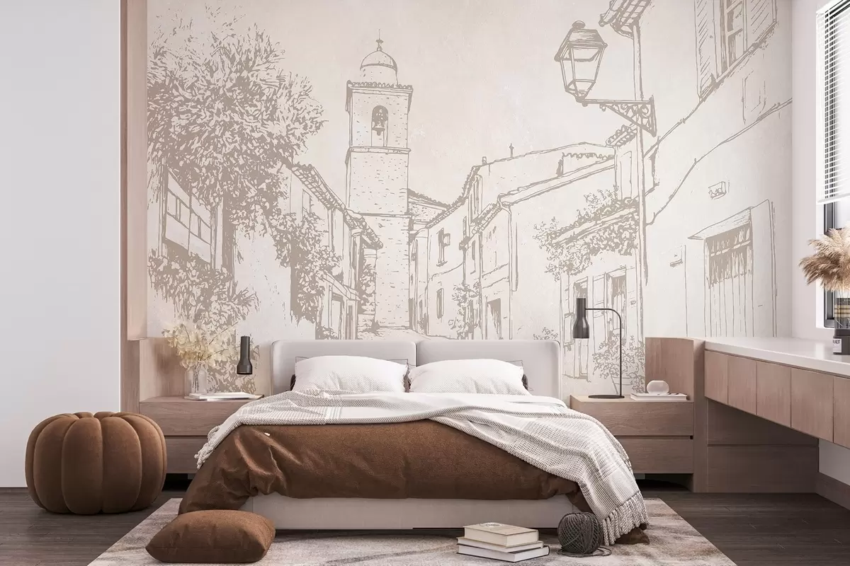 Fototapeedid Linnatänav, ilus arhitektuur, hooned, Vahemere, beežid värvid w03346