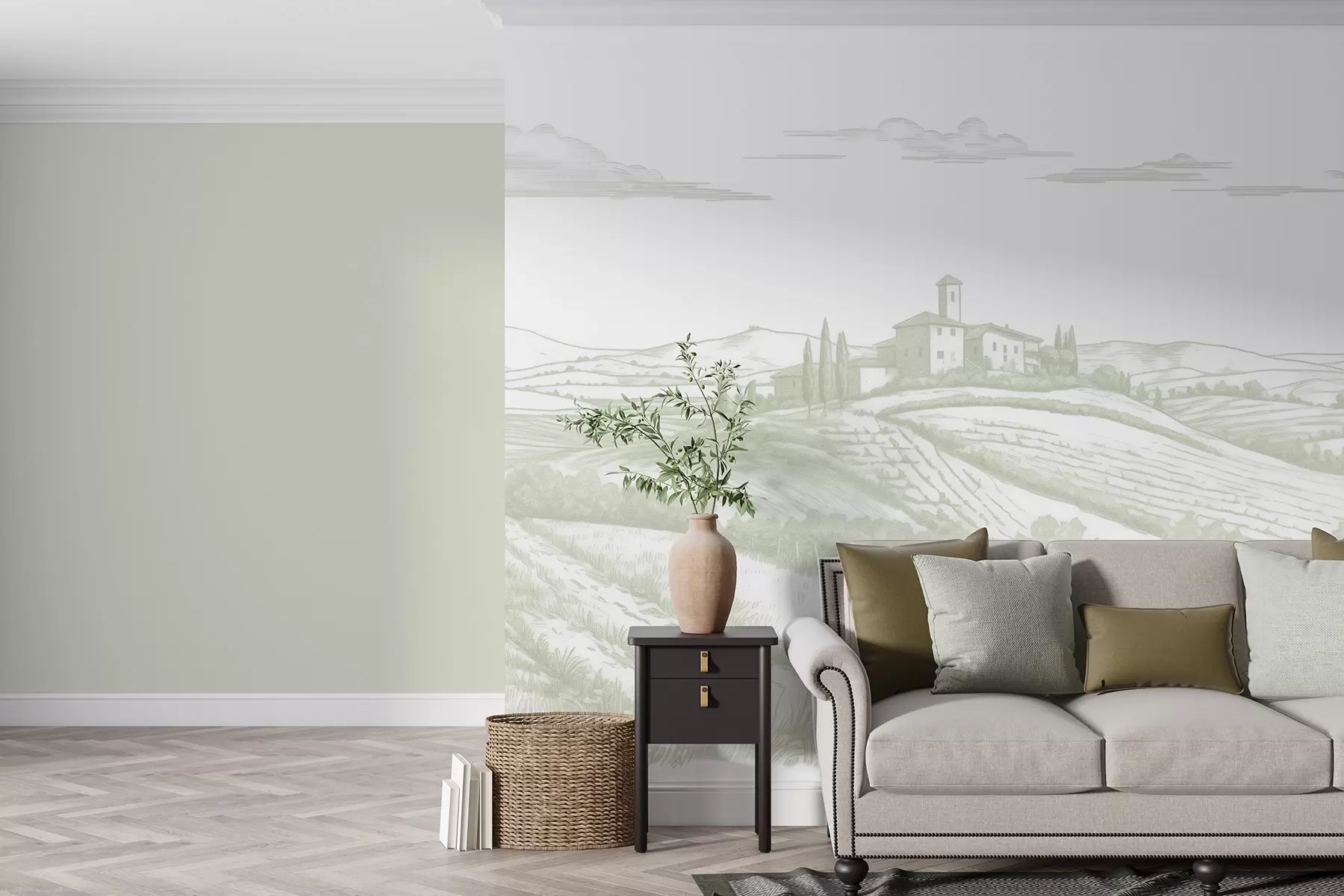 Fototapeedid Toscana maastikud, Itaalia, viinamarjaistandused, loodus, vana loss, rohelised värvid w03349v2