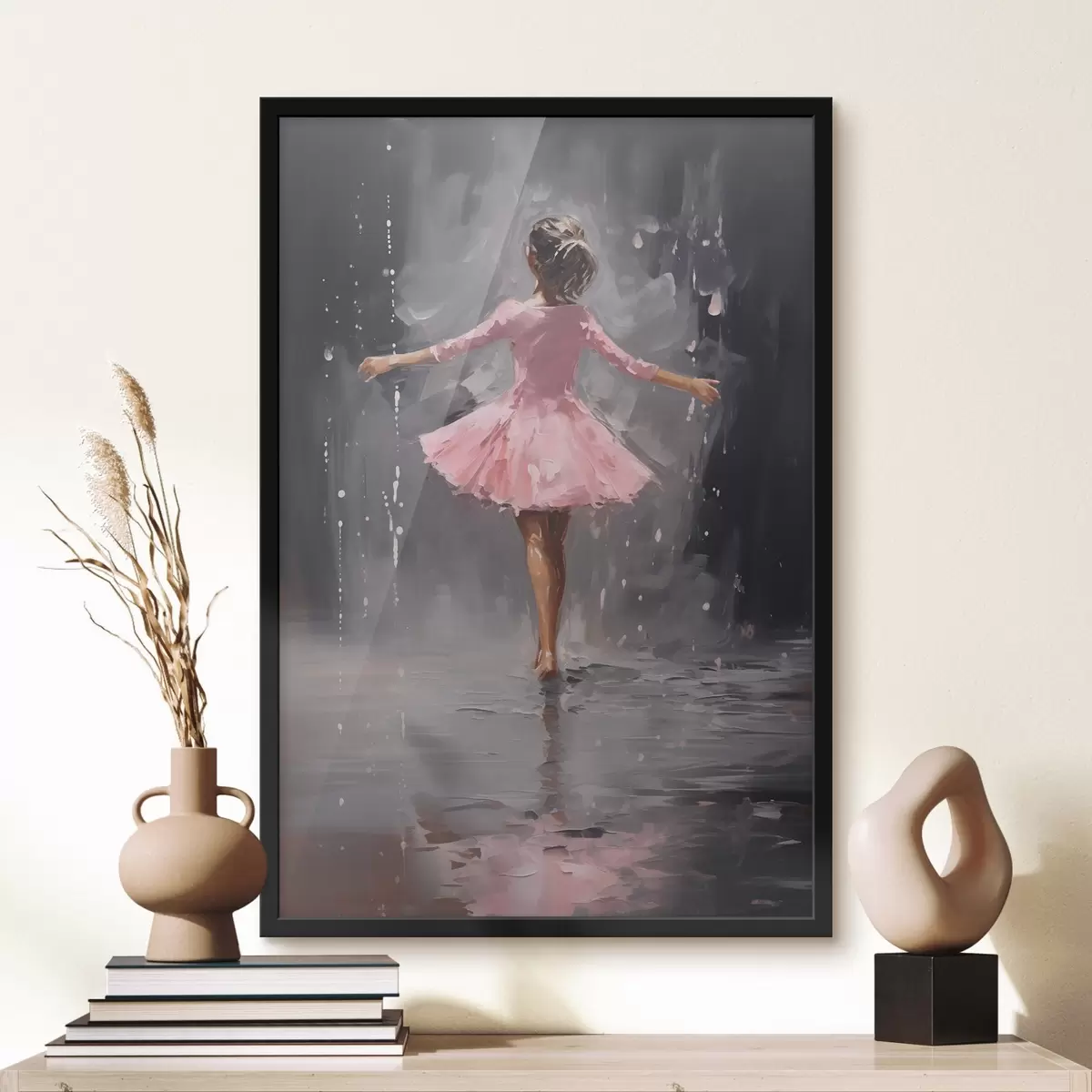 Plakat Inimesed, tüdruk roosas kleidis, õlimaali imitatsioon f43258