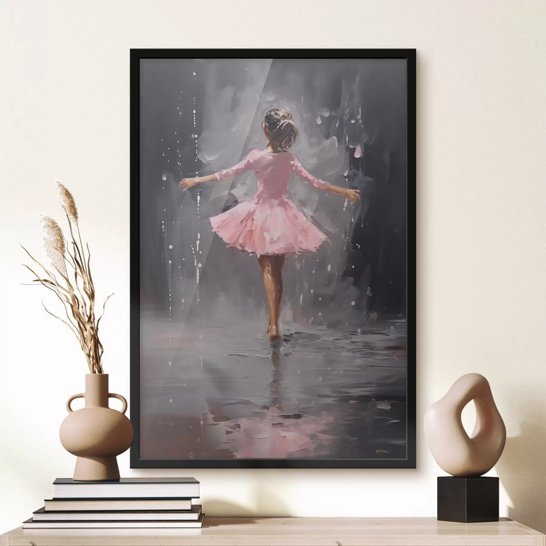 Pilt Inimesed, tüdruk roosas kleidis, õlimaali imitatsioon f43258