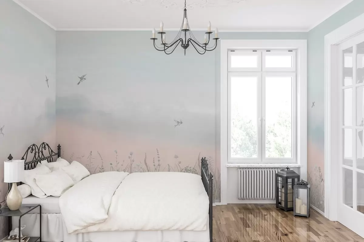 Fototapeedid Metsikud lilled ja udune taevas w03391