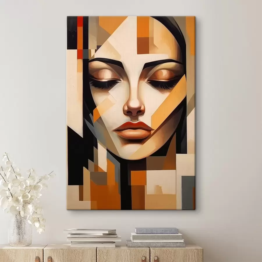 Pilt Geomeetriline portree soojades värvides s43281