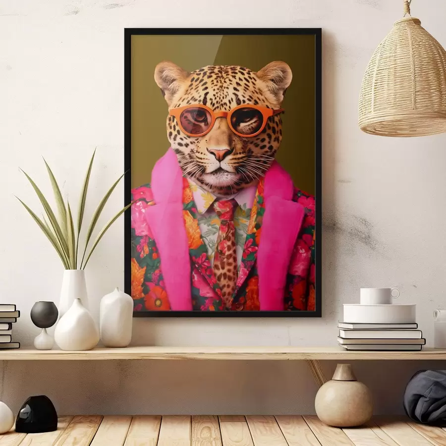 Fototapeedid Stiilne leopard lillekostüümis f43267